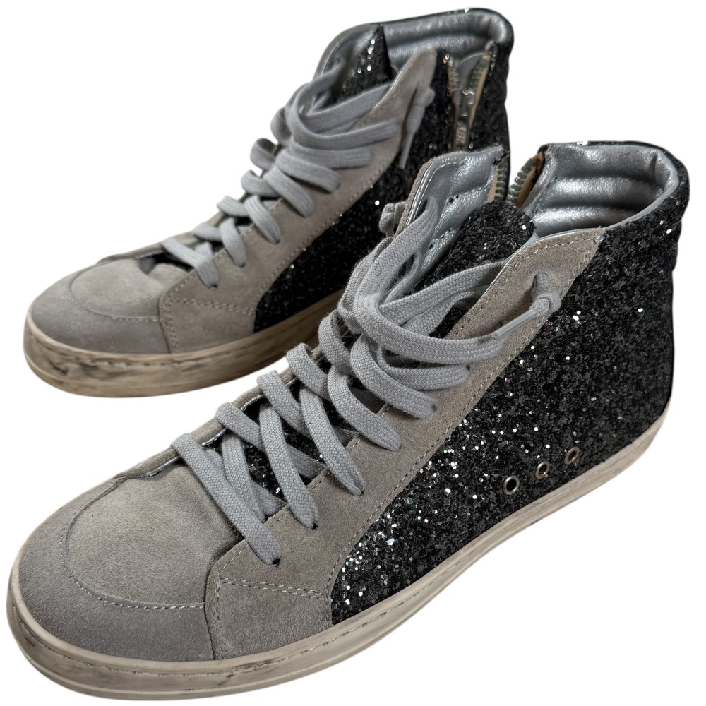 P448 Skate Black Glitter High Top‎ Gray
Suede Sneaker Size US 8.5, EU 39